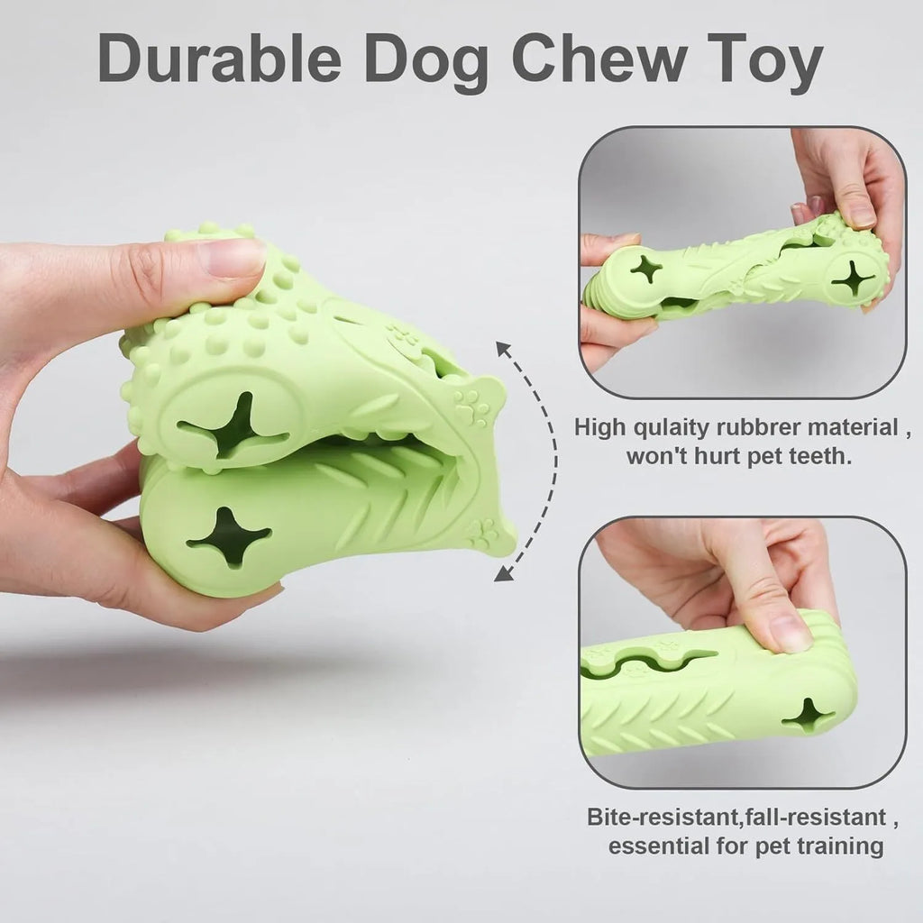 Blue natural rubber bone-shaped dog chew toy for aggressive chewers with textured surface