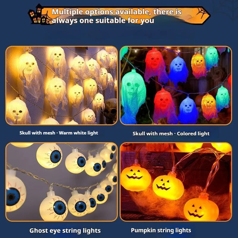 Halloween coloured LED string lights for indoor wall decoration with battery box