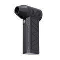 Mini handheld black dust blower with brushless motor, four speed settings, and compact 130x78x38mm size on a desk