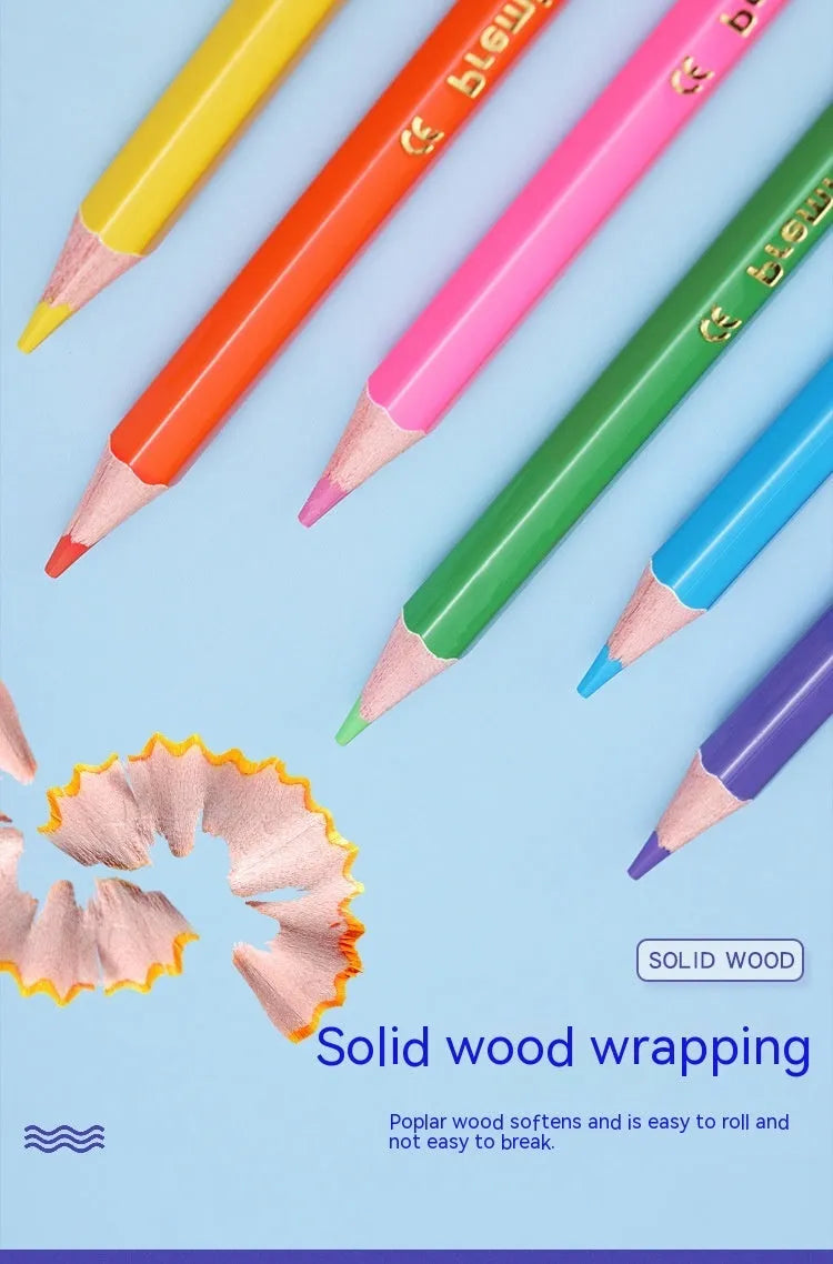 Set of double-ended wooden colour pencils showing two different coloured leads on each barrel.