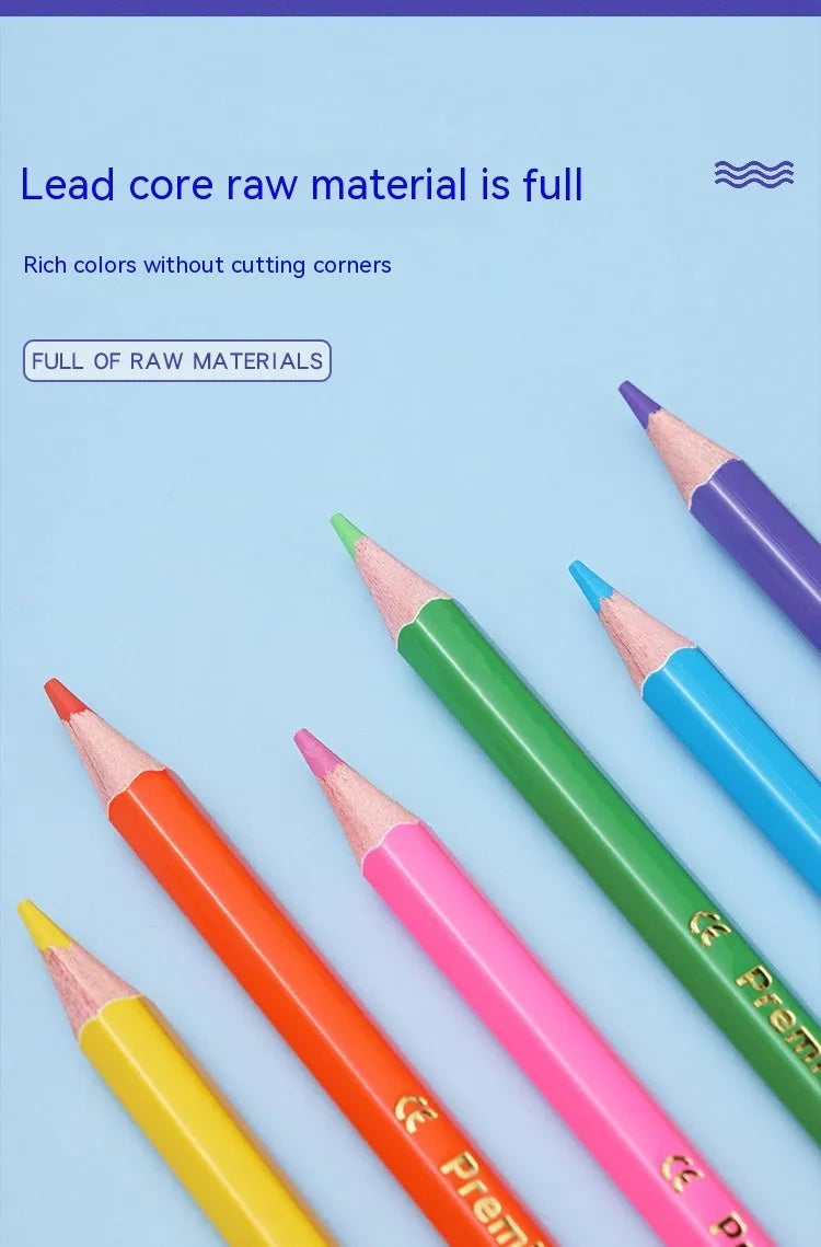 Set of double-ended wooden colour pencils showing two different coloured leads on each barrel.