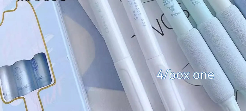 Four 0.5mm tip fluorescent pens for calligraphy in Cheese Mint and Sea Salt Ice Cup colours.
