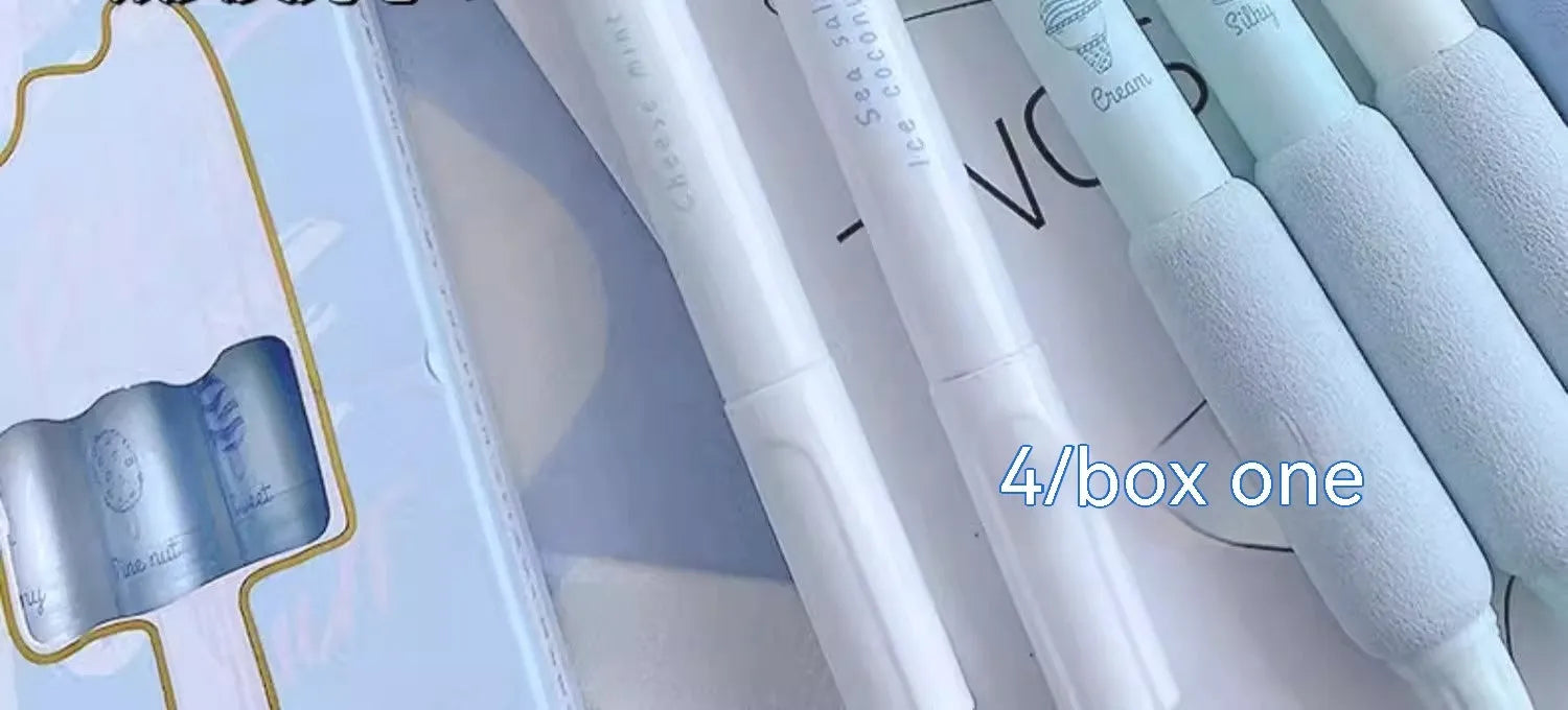 Four 0.5mm tip fluorescent pens for calligraphy in Cheese Mint and Sea Salt Ice Cup colours.