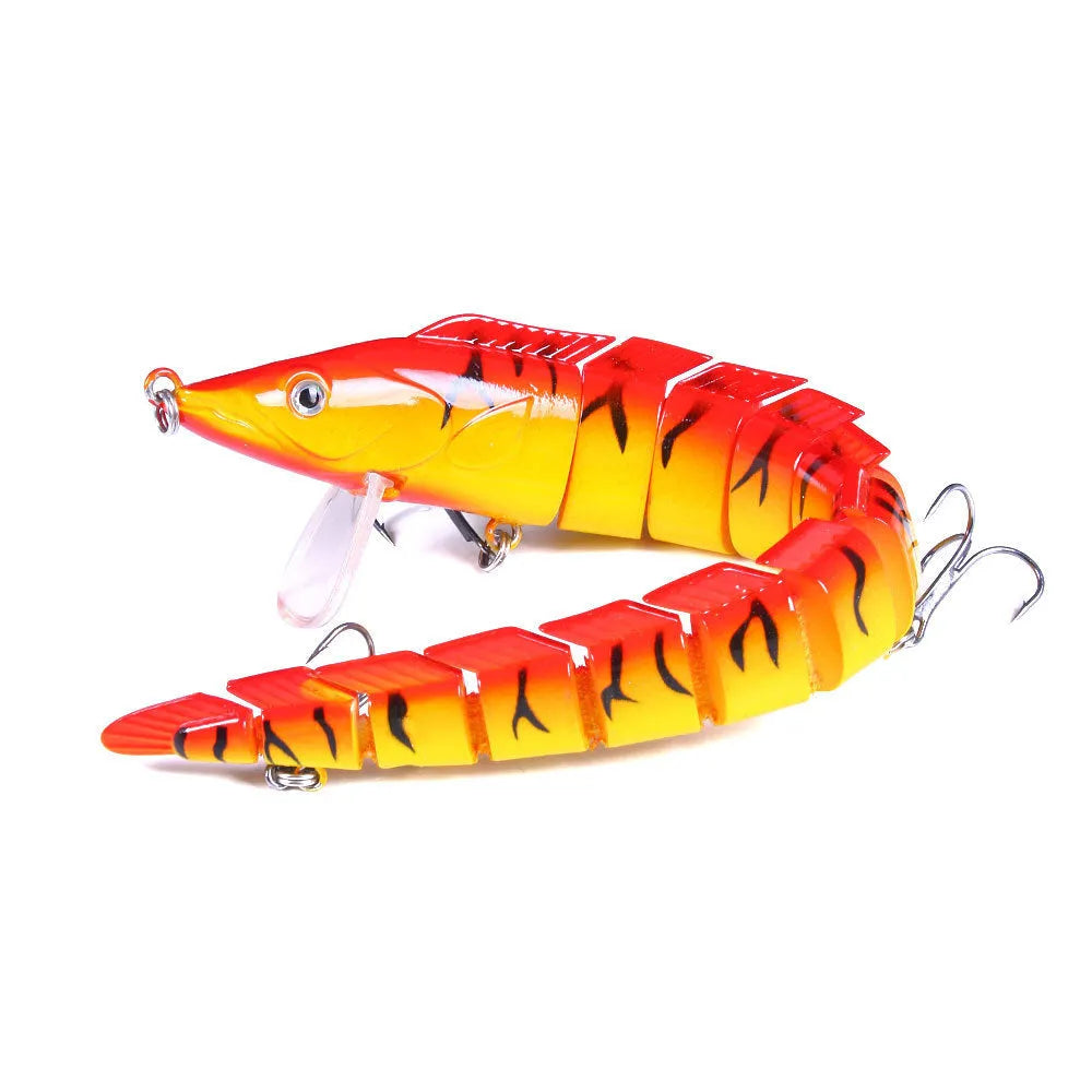 Multi-section simulated loach fishing lure measuring 23cm in length, shown in one of five available colour variations.