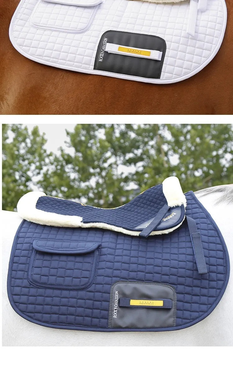 Wool riding saddle pad for equestrian and cycling waist protection in four colour options