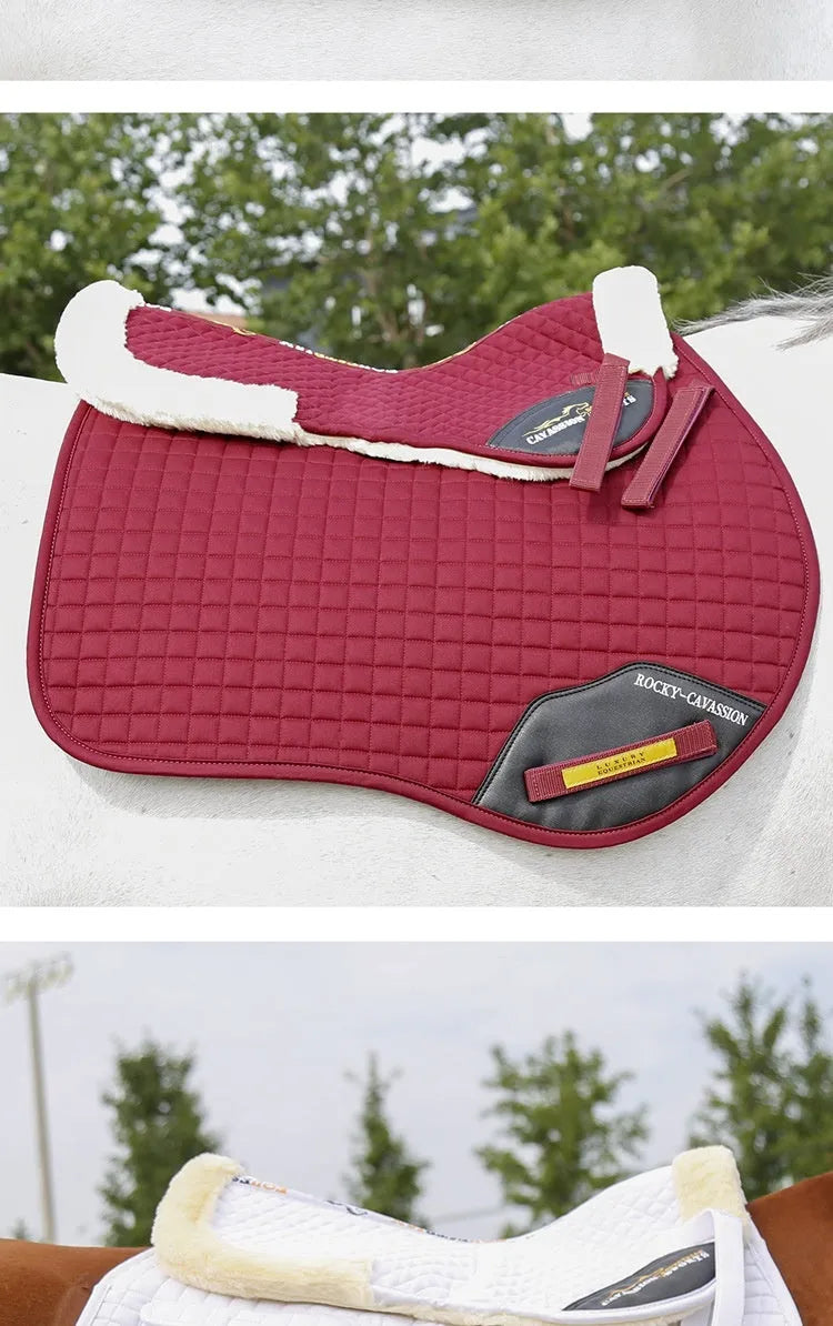 Wool riding saddle pad for equestrian and cycling waist protection in four colour options