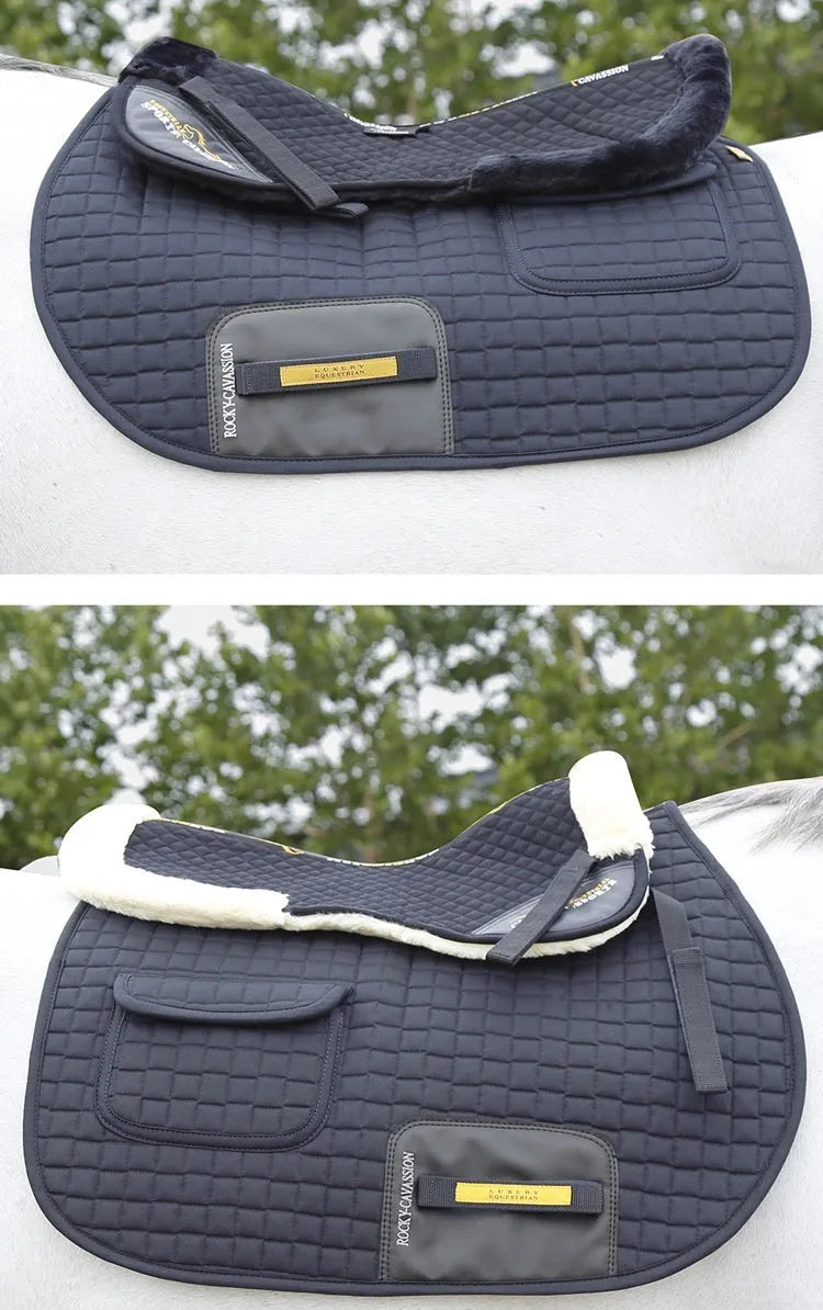 Wool riding saddle pad for equestrian and cycling waist protection in four colour options