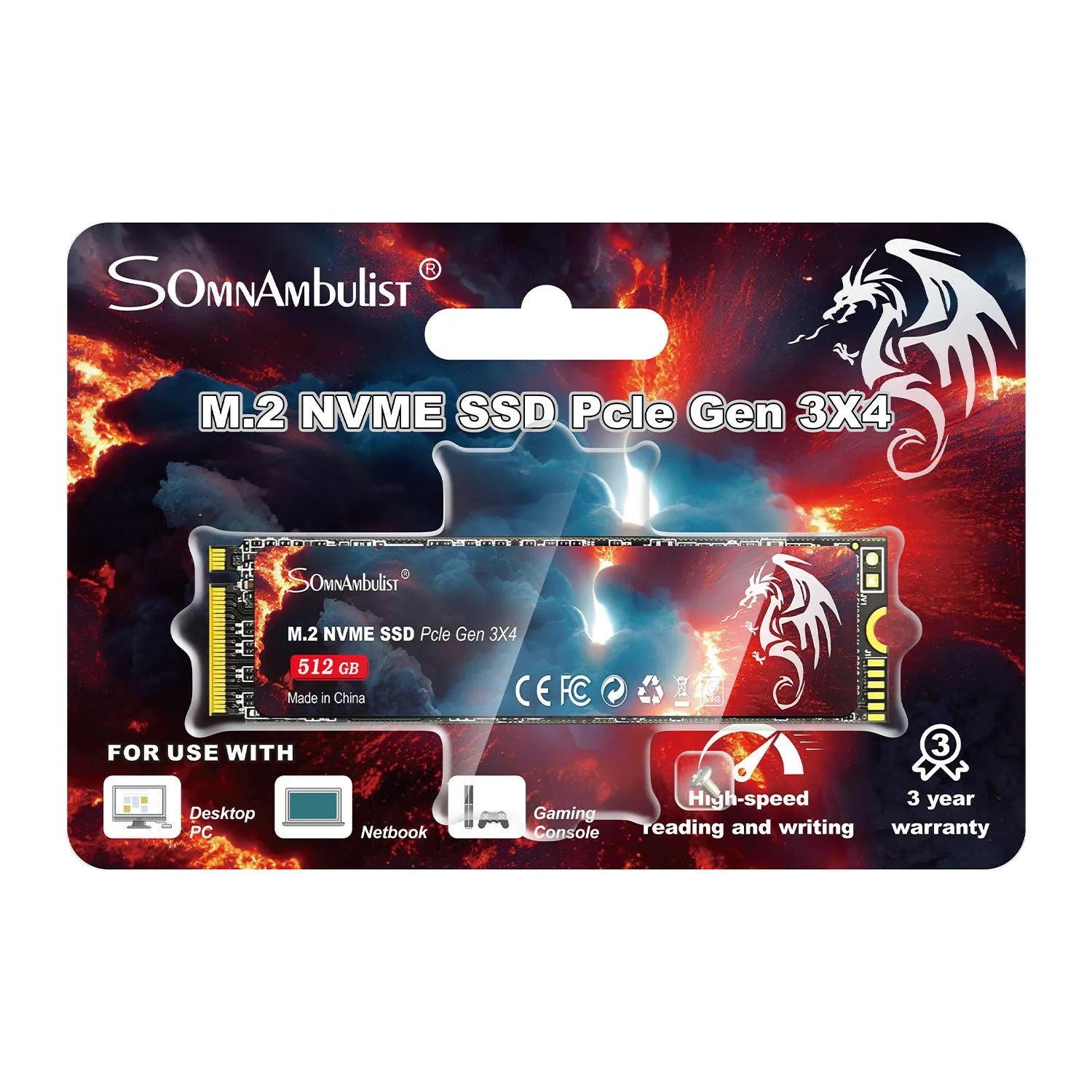 M.2 solid-state drive for desktop computers with PCIe 3.0 interface measuring 80mm long