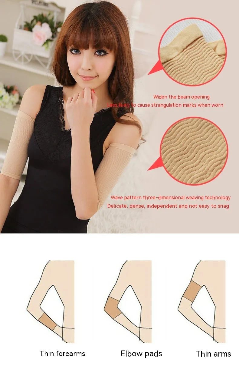 Women's black and skin colour shaping arm sleeves made from nylon fabric in free size