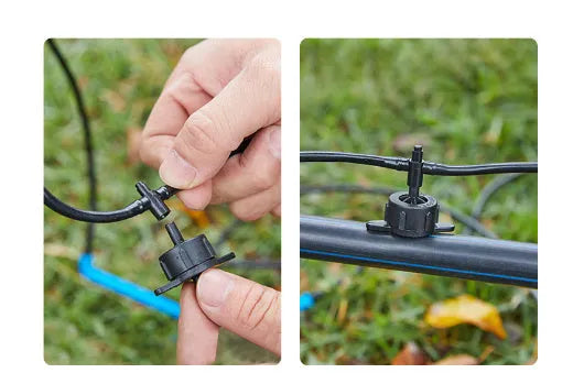 PE plastic tee water distributor connector for micro-spray irrigation systems.