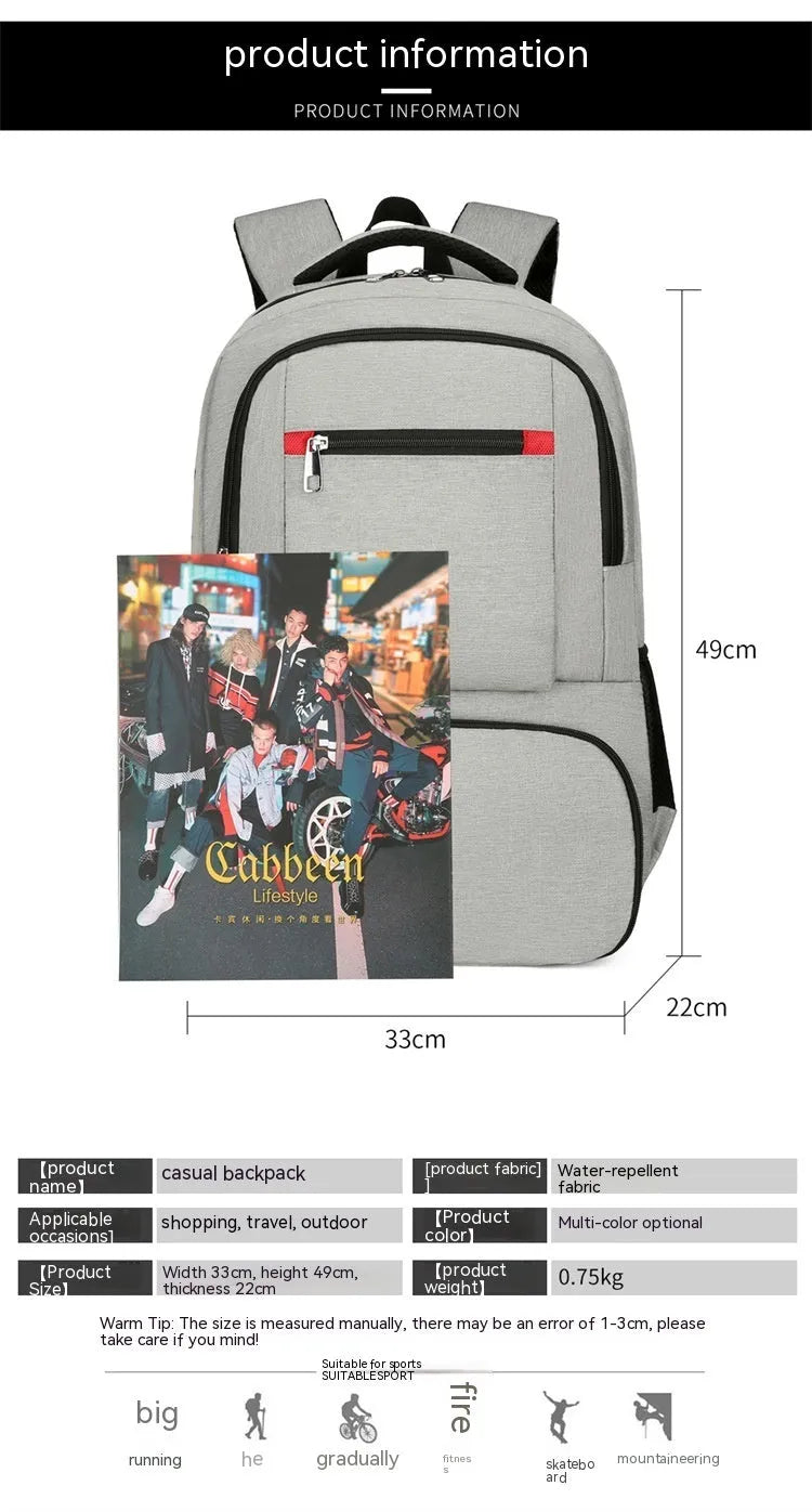 Insulated Oxford cloth picnic backpack in grey, showing main compartment and curved shoulder strap.