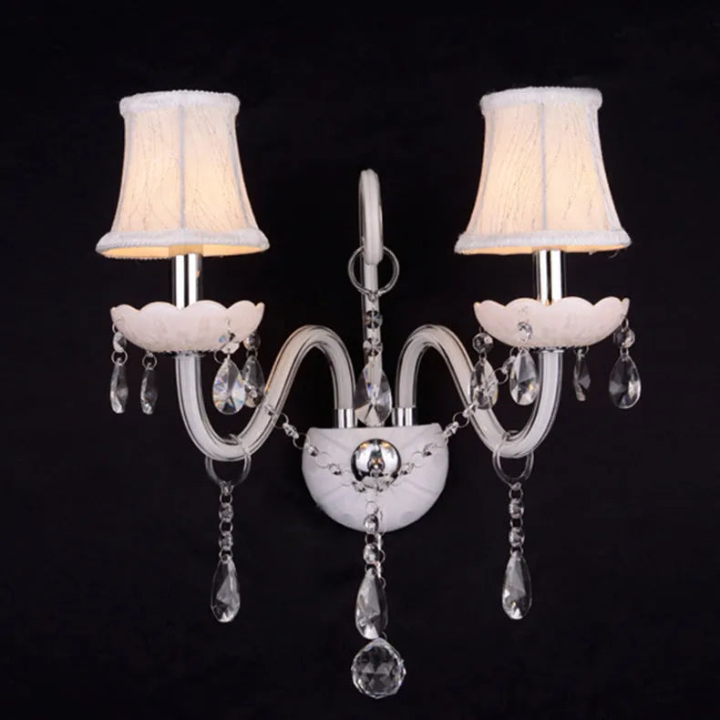 Double head European crystal wall lamp 340mm black finish living room lighting