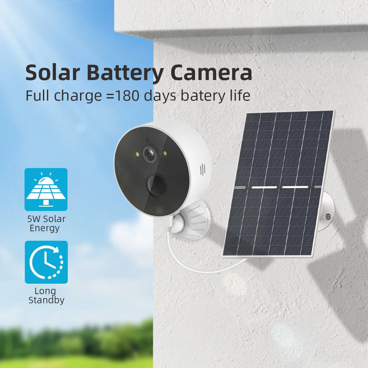 Outdoor solar panel and 1080P HD security camera for garden security
