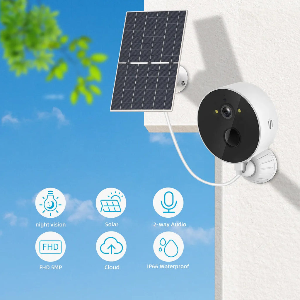 Outdoor solar panel and 1080P HD security camera for garden security