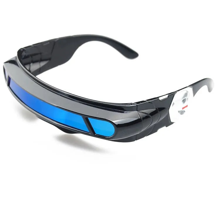 Polarised sports sunglasses with a black full-rim PC frame and choice of grey, red, or blue mirror lenses.