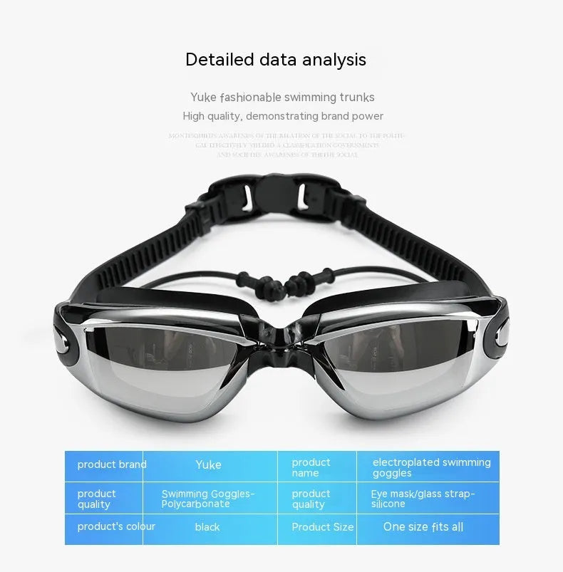 Men's black 5-piece waterproof swimming set including briefs trunks, anti-fog goggles, swimming cap, ear plugs with nose clip and carry bag