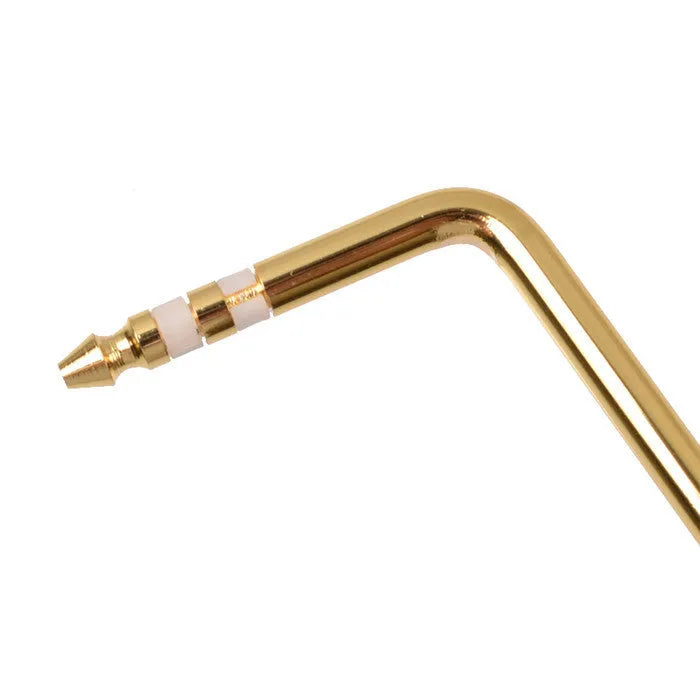 Guitar tremolo bar in black, blue, gold, and silver chrome finishes showing direct plug-in end.