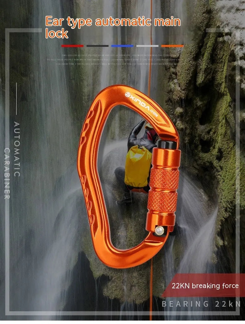 Automatic locking climbing carabiner with screw gate in five colour options