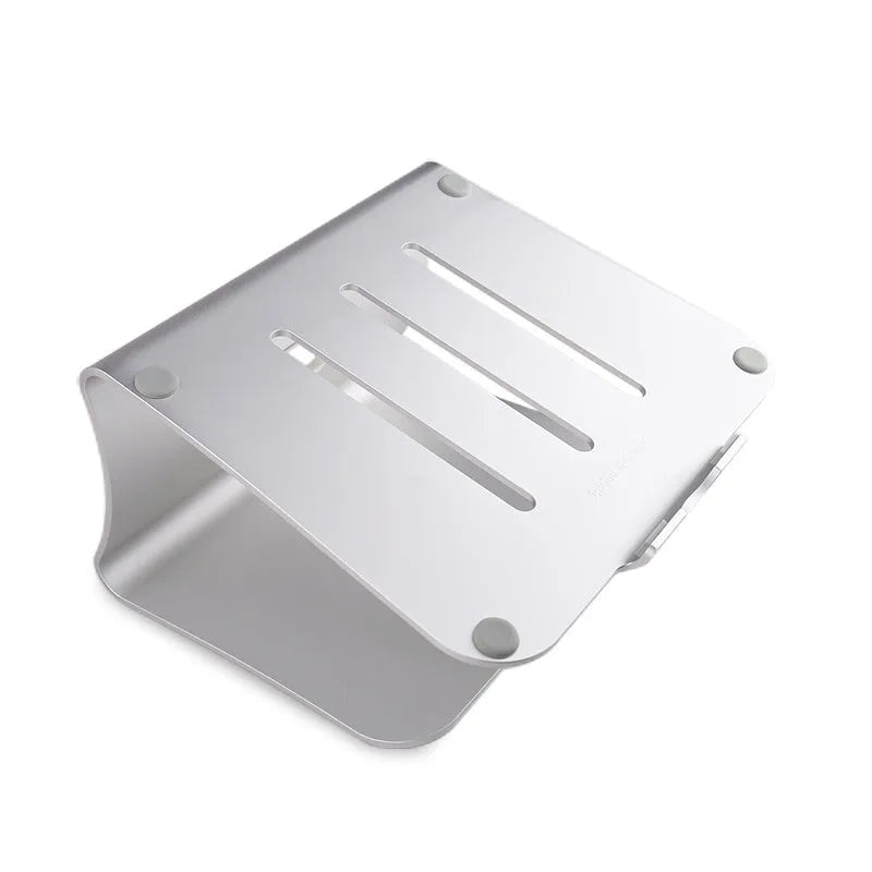 Aluminium notebook cooling bracket with rotary design and stripe-patterned surface in grey or silver
