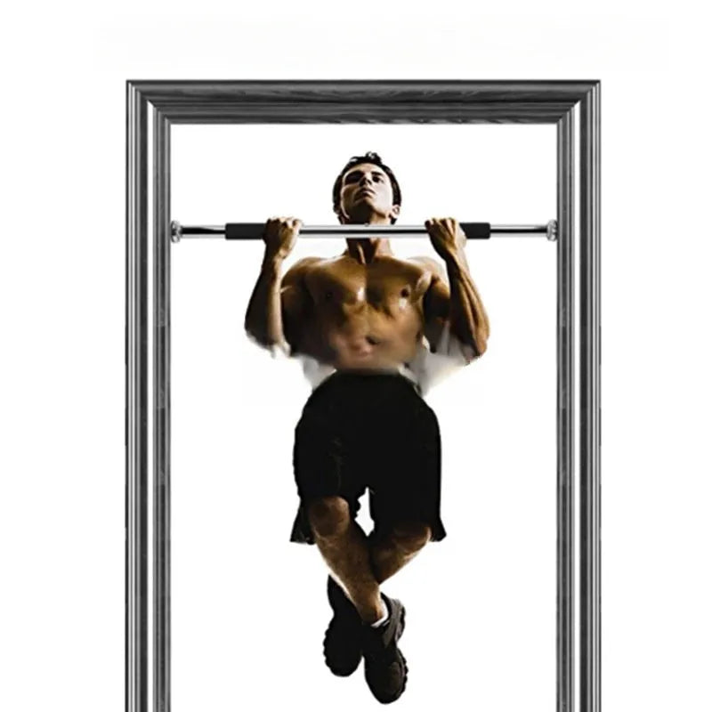Adjustable steel pull-up bar extended for door frame mounting