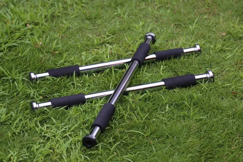 Adjustable steel pull-up bar extended for door frame mounting