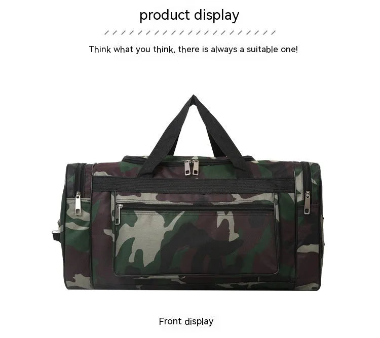 Camouflage waterproof luggage bag with 20L capacity and striped polyester lining