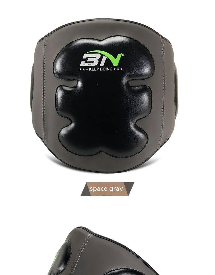 Dark grey Sanda boxing chest protection target for waist training drills.