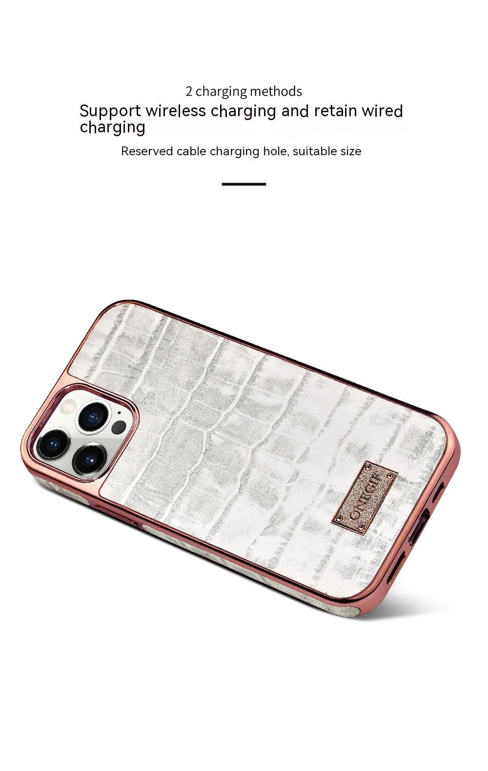 Real leather phone case with electroplated grid screen for iPhone 12 and 12 Pro Max in white, pink or green
