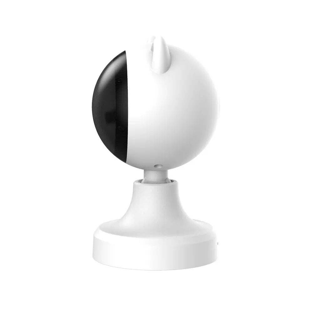 White smart laser cat teaser toy with USB charging on a floor, made of ABS plastic