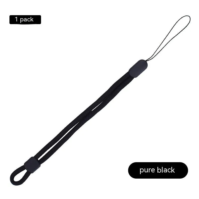20cm woven nylon mobile phone lanyard wrist strap in pure black, red and white, green, blue and white, or black and white