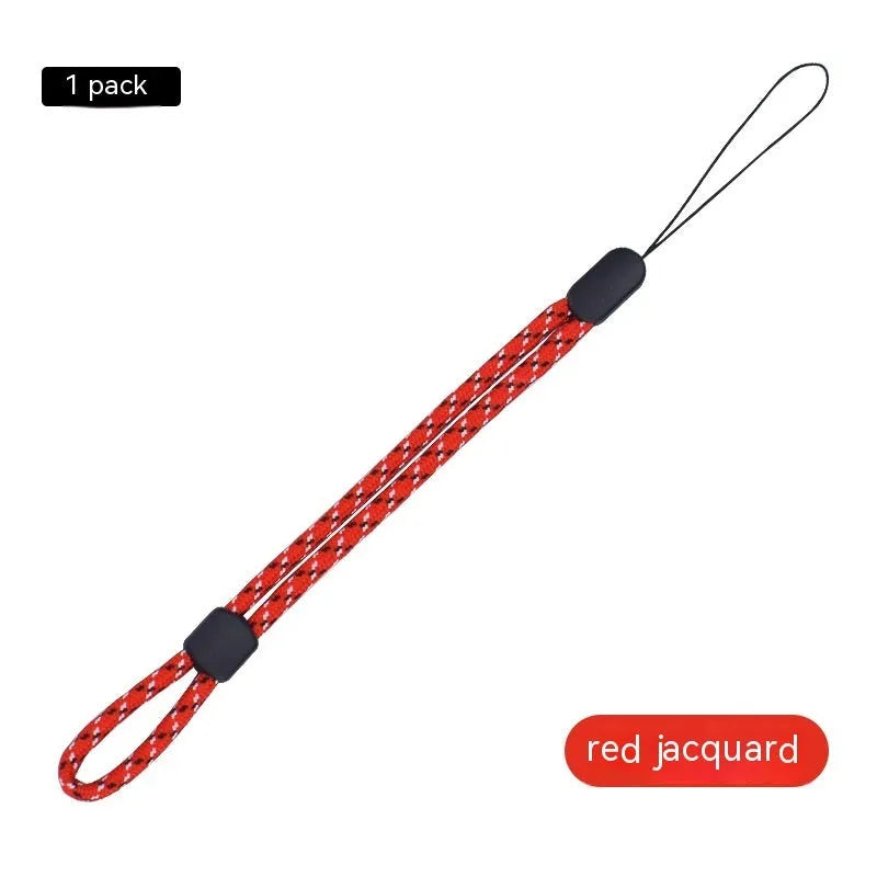20cm woven nylon mobile phone lanyard wrist strap in pure black, red and white, green, blue and white, or black and white