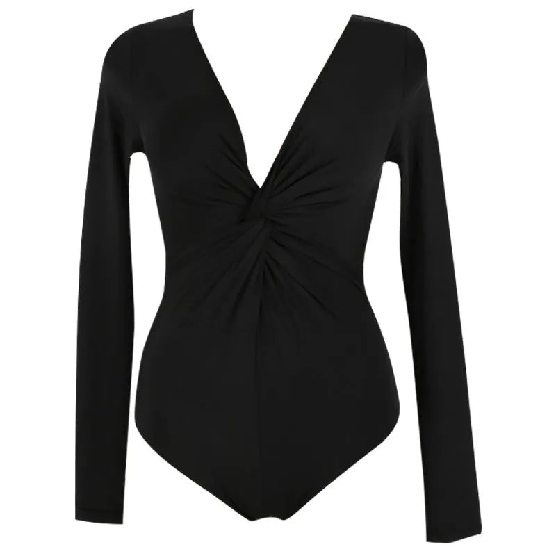 Black solid colour women's one-piece swimsuit made from nylon fabric.