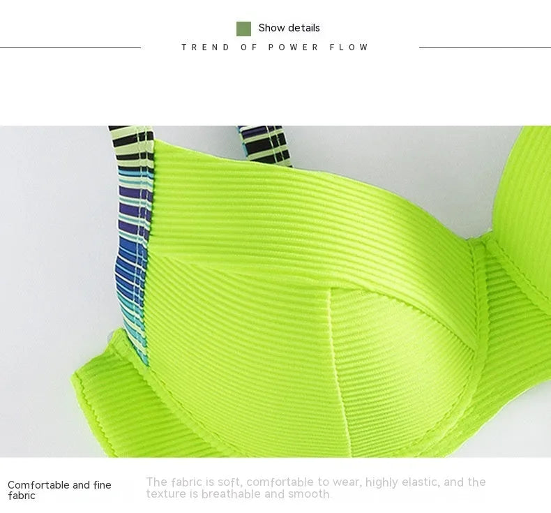 Green printed halter bikini set for women with split briefs