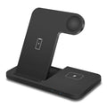 Folding 3-in-1 wireless charger with 15W fast charge indicator light and Type-C cable in black finish