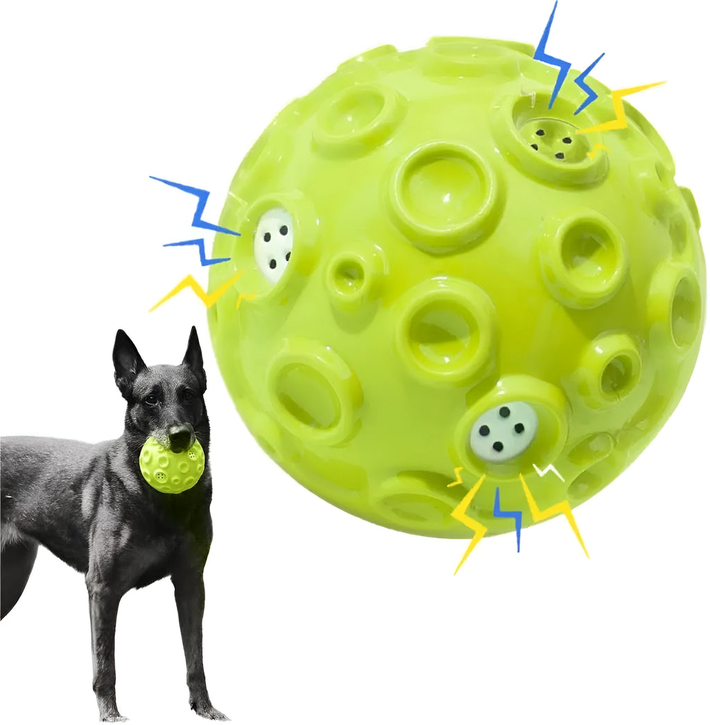Durable elastic rubber dog toy ball in assorted colours with a textured surface for teeth cleaning.