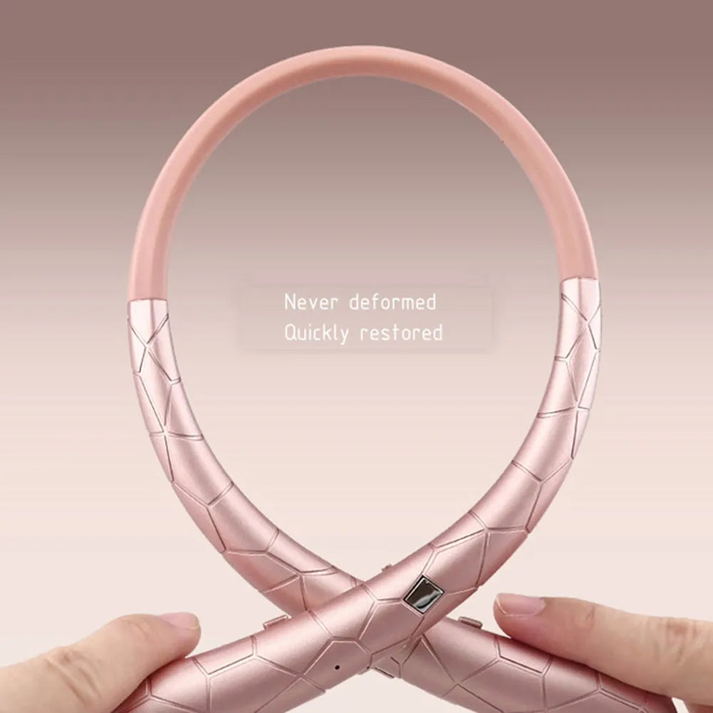 Neckband Bluetooth headphones with retractable wire, CVC6.0 dual mic, 10mm drivers, available in blue green pink orange