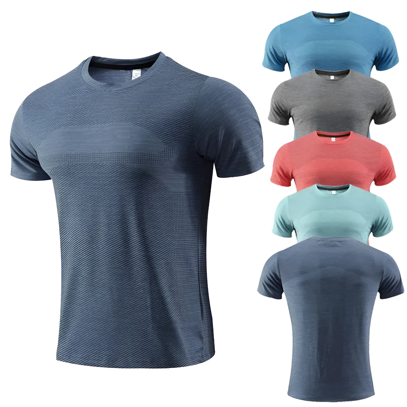Men's short sleeve running and basketball T-shirt in polyester spandex fabric on a size chart