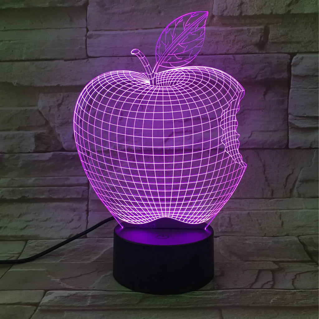 3D fruit colourful night light with touch control and acrylic shade in seven colour options