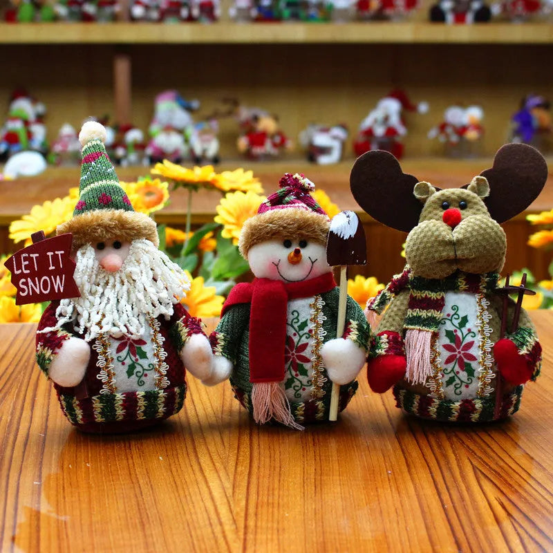 Flannel Christmas decorations set with snowman, elk, and old man 18x13cm hanging ornaments