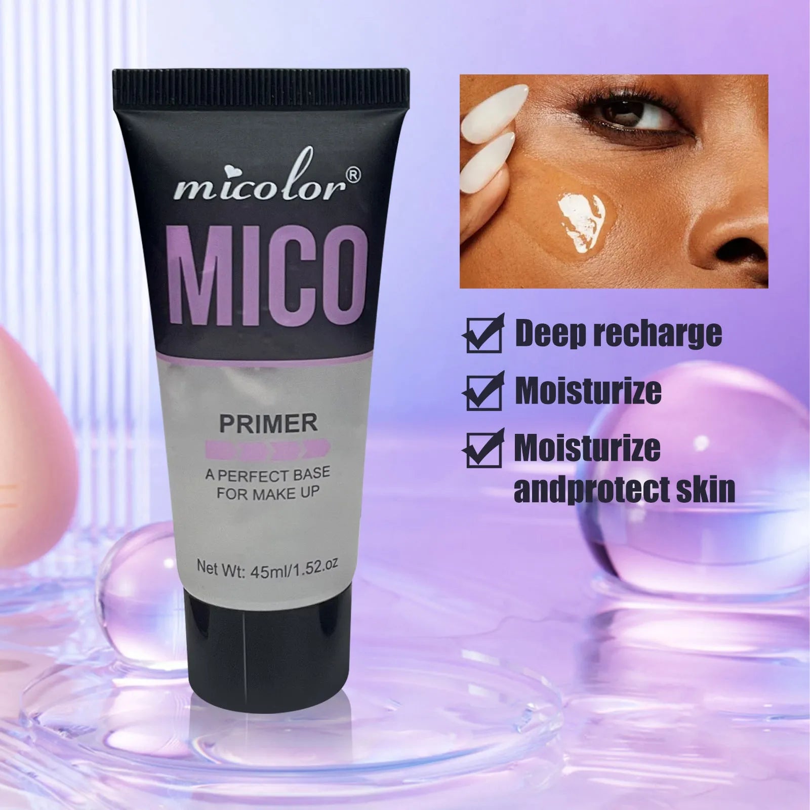 Makeup primer and final sealer two-in-one spray bottle with 85ml total content transparent formula