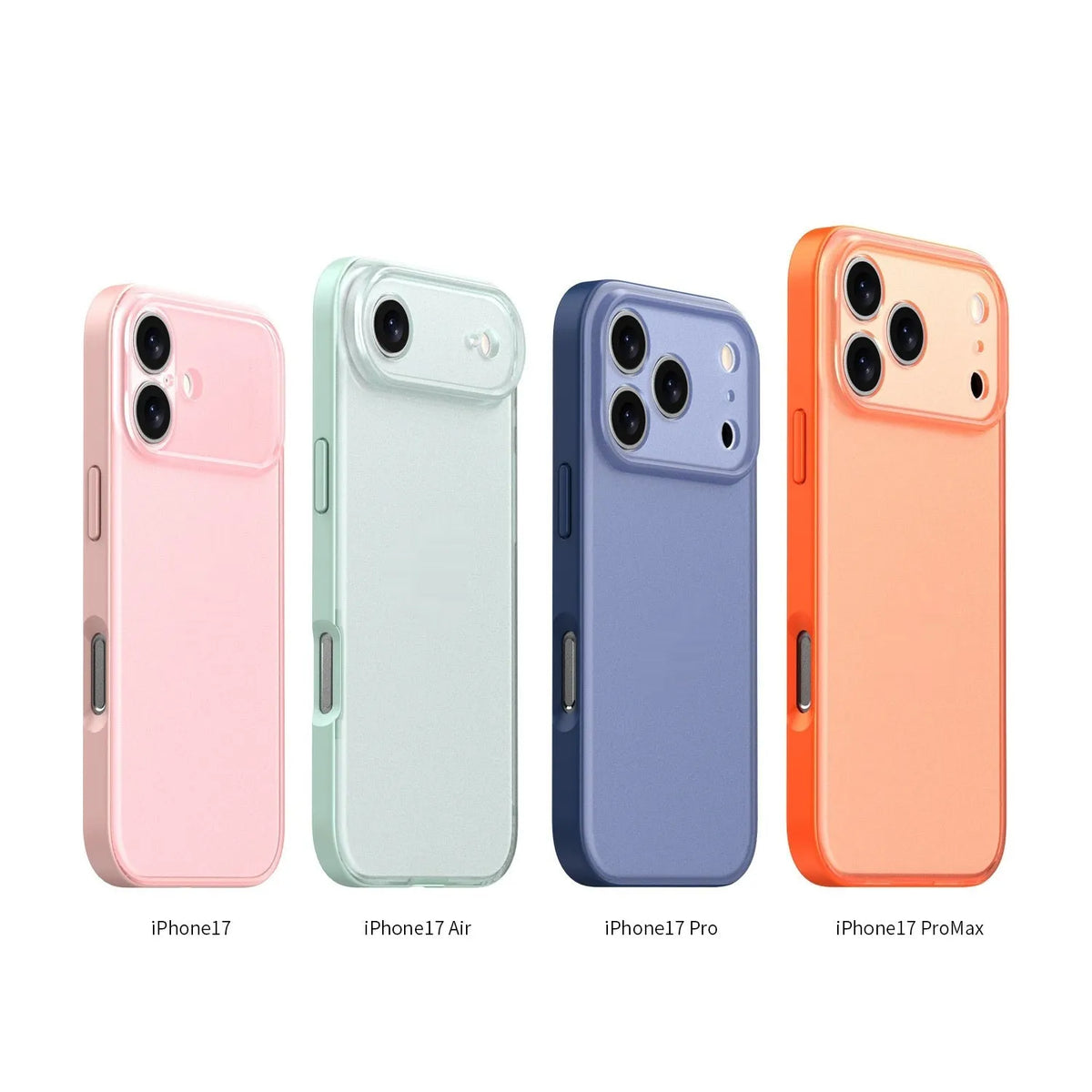 iPhone 17 series phone case in fog black with skin-feeling oil injection finish, TPU and PC anti-slip cover