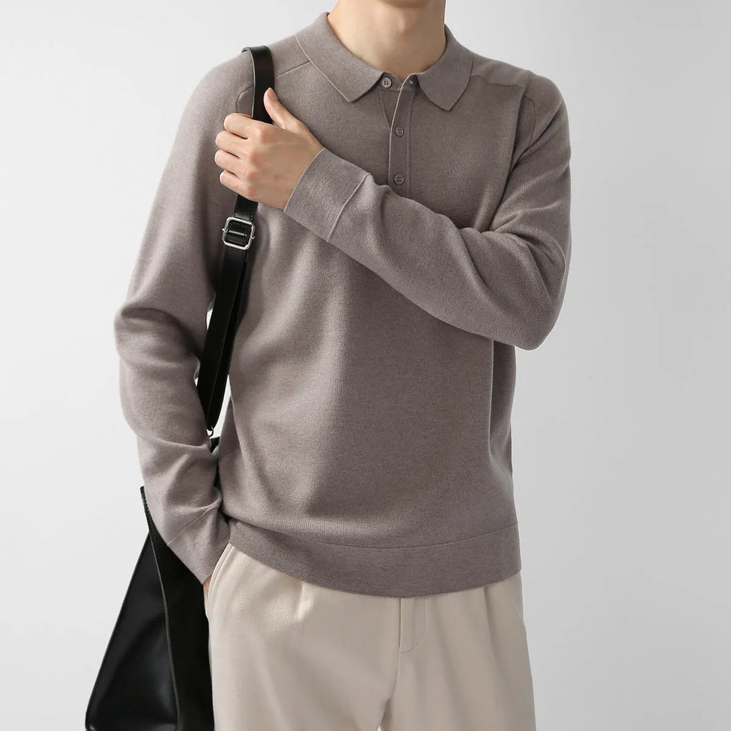 Men's lambswool knit polo sweater with raglan sleeves, solid colour, regular fit, sizes M-XXXL.