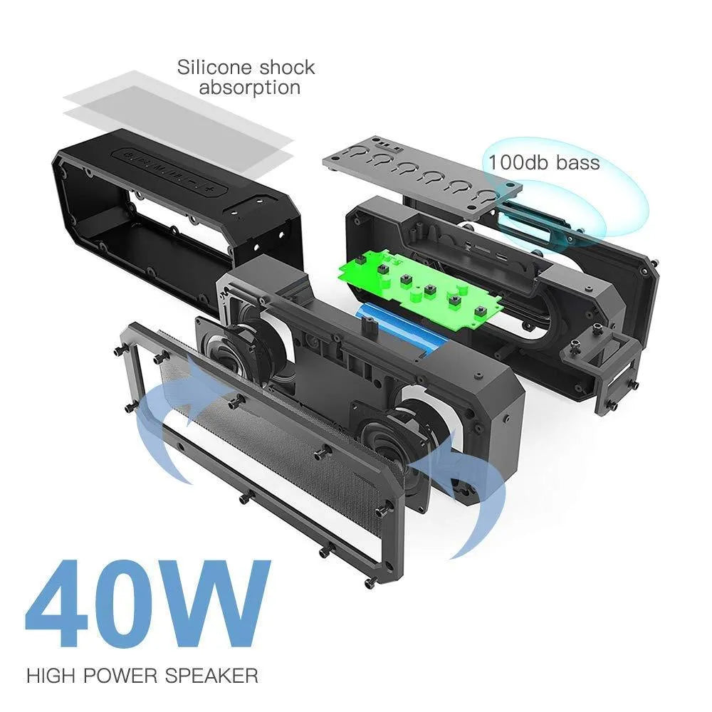 Black or blue waterproof portable Bluetooth speaker with climbing rope, showing compact 207mm design