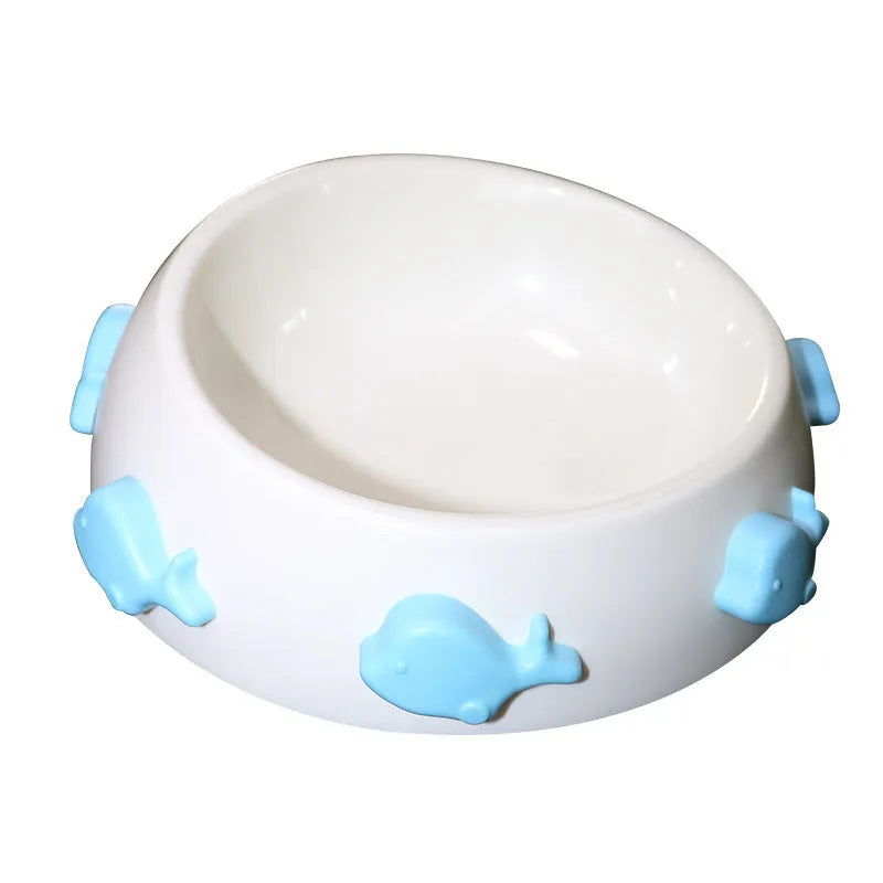 Anti-skid plastic dog bowl in trumpet size blue sky and white clouds colour