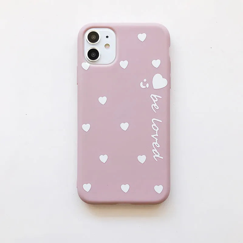 Love TPU phone case in blue, back cover for iPhone, smooth surface treatment, fashion style.