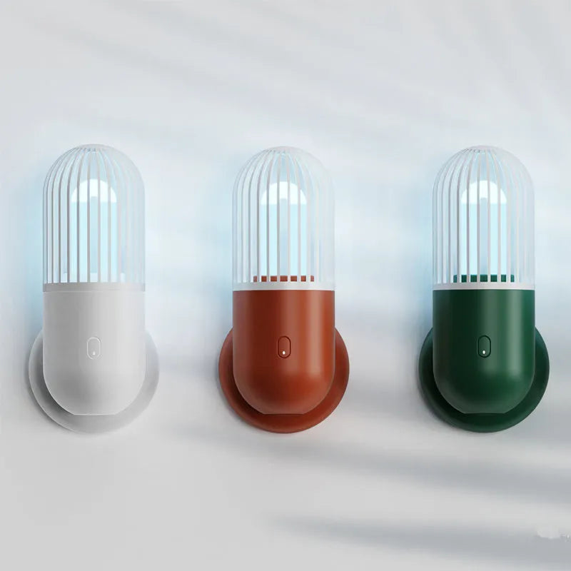 Portable capsule ultraviolet disinfection lamp with compact design measuring 52x52x136mm