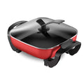 Multifunctional electric hot pot square shape black-red colour 6L capacity 1300W with anti-dry protection UK plug
