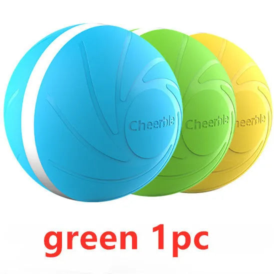 Interactive cat toy bouncing ball with LED lights in blue, USB rechargeable, 3-inch diameter, eco-friendly silicone