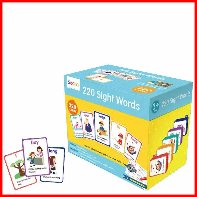 220 high frequency word card gift box set with five interactive workbooks for early childhood education