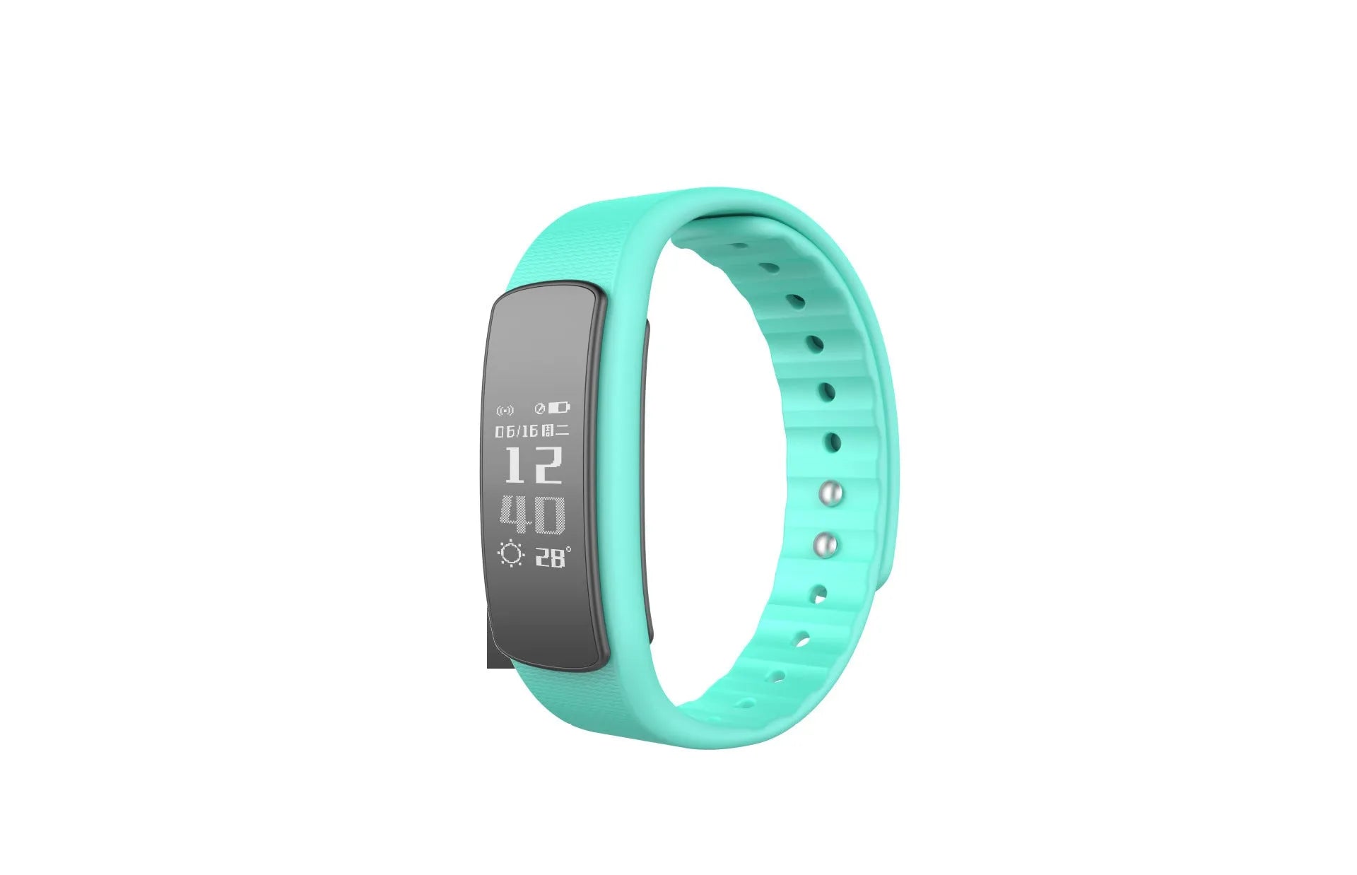 I6 smart sports bracelet with black TPU wristband and 0.96-inch screen displaying fitness data